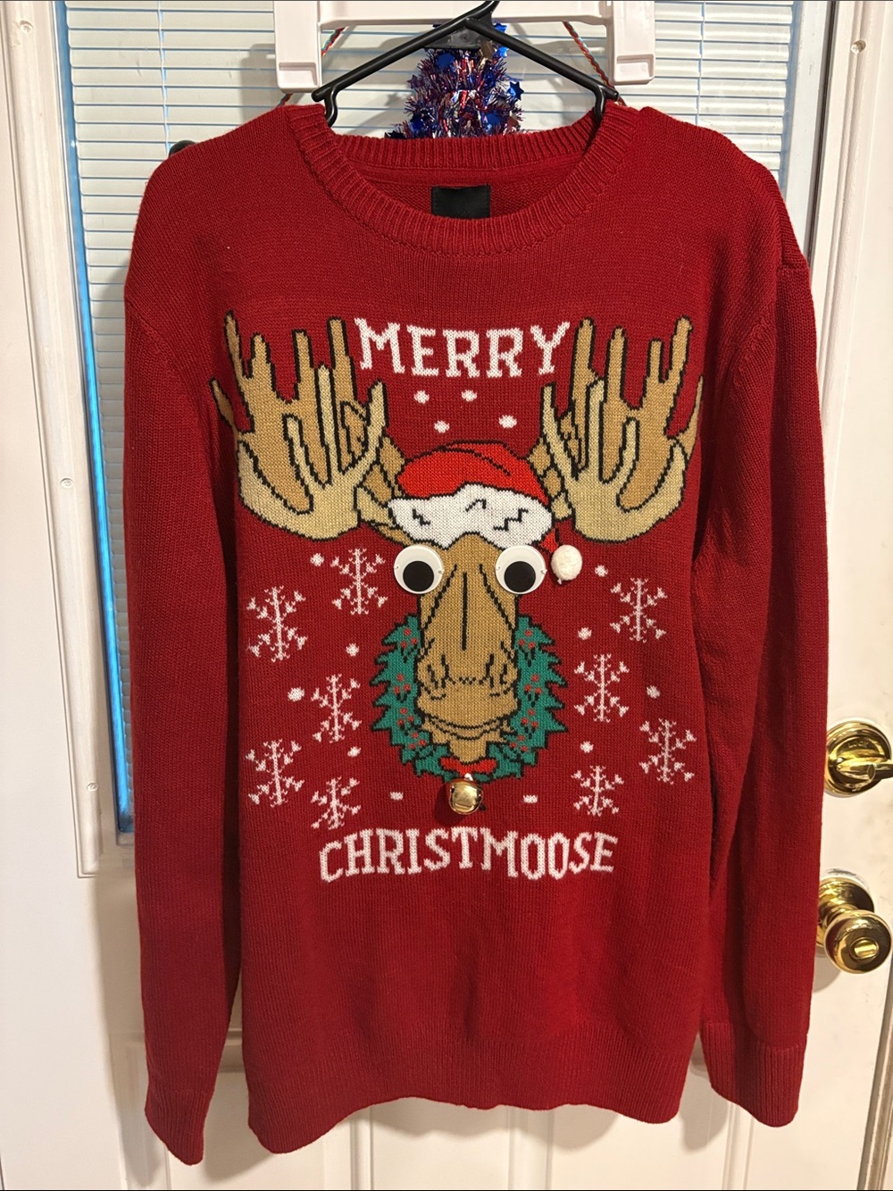 H&M Men Red Merry Christmoose Holiday Sweater Size Large